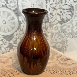 Vintage Drip Glaze Bud Vase Gold Flecks Earth Tones flower vase 5" Rare/ Unique